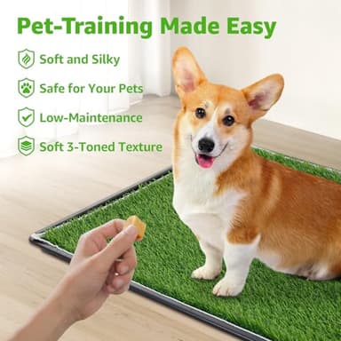 Dog Grass Large Potty Patch, Dog Litter Boxes Artificial Grass Bathroom Turf for Pet Training, Washable Puppy Pee Pad, Perfect Indoor/Outdoor Portable Potty Pet Loo (Tray system-35"X22.6") - Image 2
