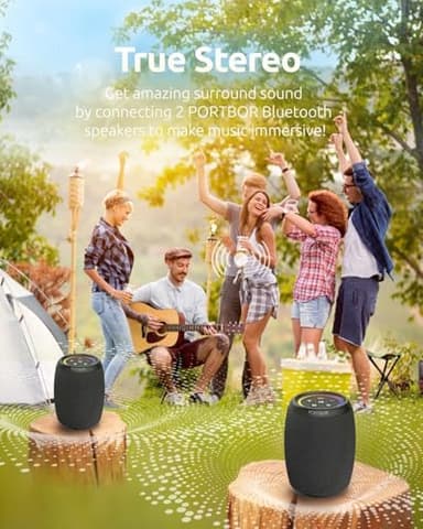 Bluetooth Speaker, Portable Wireless, Powerful Stereo Sound, IPX5 Waterproof, 15H Playtime, BT5.3, TWS Surround Pairing, Electronics Gadgets for Outdoor/Home/Party/Travel/Beach/Shower, Birthday Gifts - Image 5