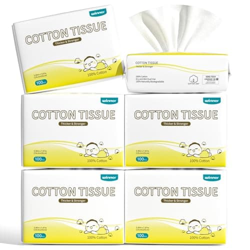 Winner 100% Cotton Dry Wipes, USDA Certified Baby Wipes, 600 Count, Soft & Gentle, Hypoallergenic & Unscented for Baby Sensitive Skin, Use Wet/Dry for Diaper Changes, Meals & Cleanup, Pack of 6 - Image 1