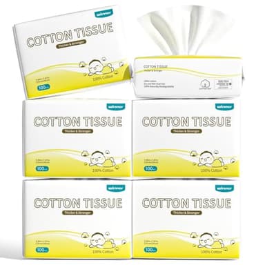 Winner 100% Cotton Dry Wipes, USDA Certified Baby Wipes, 600 Count, Soft & Gentle, Hypoallergenic & Unscented for Baby Sensitive Skin, Use Wet/Dry for Diaper Changes, Meals & Cleanup, Pack of 6 - Image 1