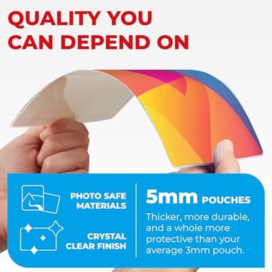 5MIL Thermal Laminating Sheets (150 Count) Letter, Photo, Card, Notecard, ID Badge and Business Card Sizes, Laminating Pouches Compatible with Laminators, Crystal Clear Laminated Finish - Image 3