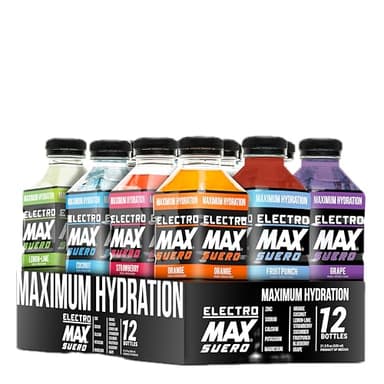 ELECTROMAX SUERO - Zero Sugar Electrolyte Drink – 12-Pack Mix (21.3 Fl Oz Each), Hydration for Sports, Recovery, and Daily Use – Magnesium, Potassium, Zinc, Calcium – Zero Calories. (Party Pack)) - Image 1