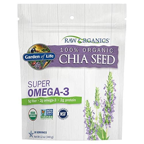 Garden of Life Chia Seeds 100% Organic for Smoothies, Pudding - Raw Organics Whole Seed Foods with Omega 3 Superfood, Fiber, Keto Friendly, Non-GMO, Gluten Free - Vegan Egg Substitute, 28 Servings - Image 1
