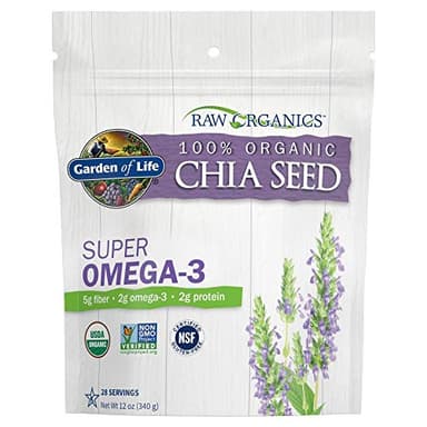 Garden of Life Chia Seeds 100% Organic for Smoothies, Pudding - Raw Organics Whole Seed Foods with Omega 3 Superfood, Fiber, Keto Friendly, Non-GMO, Gluten Free - Vegan Egg Substitute, 28 Servings - Image 1
