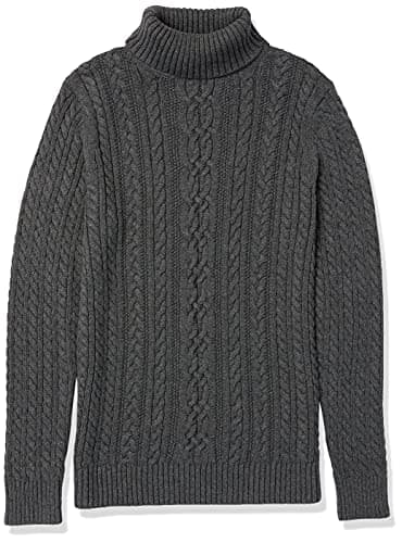 Amazon Essentials Women's Fisherman Cable Turtleneck Sweater (Available in Plus Size), Charcoal Heather, Small - Image 10