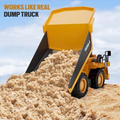 RC Dump Truck Toy, 9-Channel Remote Control Toy with Metal Bed & Light, Rechargeable Battery, Kids Construction Vehicle Truck Toys for 3+ Boys, Perfect 2024 Kid Birthday Gift for Ages 3-12+ - Image 5