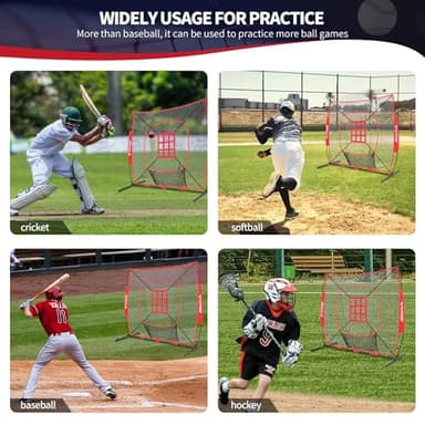 BAGAIL 7x7 ft Baseball & Softball Practice Net with Bow Frame for Batting, Hitting, Pitching, Portable Baseball Throwing Net with 2 Strike Zone Batting Tee, Carry Bag, Great for All Levels - Image 7