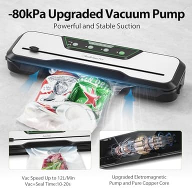 Automatic Food Vacuum Sealer Machine | Beelicious Pro 80KPa 8-In-1 Food Vacuum Saver with Starter Kits | 15 Bags, Pulse Function, Moist & Dry Mode and External VAC for Jars and Containers - Image 5