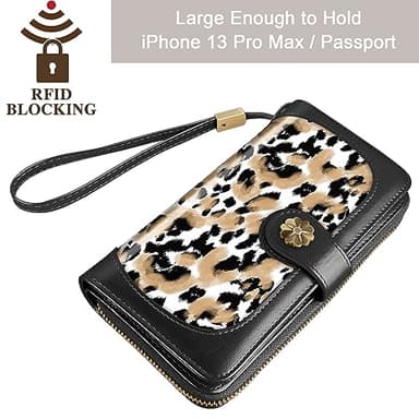 Coco Rossi Women Wallets Multi Card Case Wallet Clutch Wallet Card Holder Organizer Ladies Purse Wrist strap Purse, White Leopard - Image 6