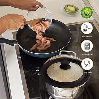 Ydeapi Universal Lid for Pots, Pans and Skillets, Pot Lid With Heat Resistant Silicone Rim and Tempered Glass,Fits 10", 11", 12" Diameter Pots and Pans - Image 6
