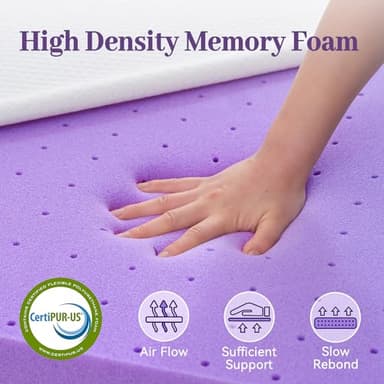 SINWEEK 3 Inch Gel Memory Foam Mattress Topper Full Size, Ventilated High Density Pad for Back Pain, Bed Topper with Removable Soft Cover, CertiPUR-US Certified - Image 5