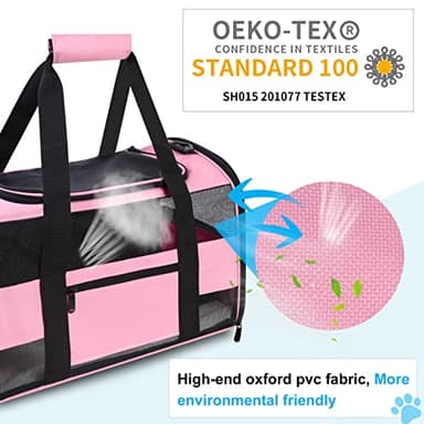 CUSSIOU Cat Carrier Pet Carrier Airline Approved for Small Dogs Medium Cats Puppies 15 Lbs Dog Carrier with Reflective Strip, Collapsible Soft Sided Cat Travel Carriers - Pink - Image 4