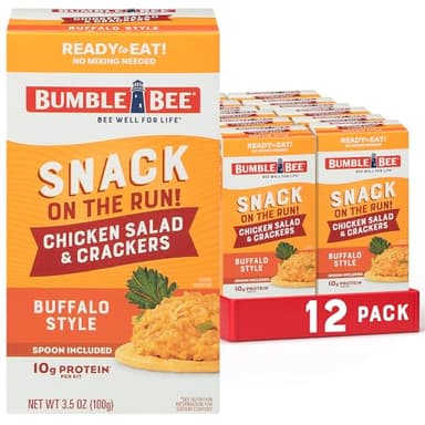 Bumble Bee Snack On The Run Buffalo Chicken Salad with Crackers Kit, 3.5 oz (Pack of 12) - Ready to Eat, Spoon Included - Shelf Stable & Convenient Protein Snack - Image 1