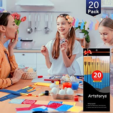 Paint Brushes Set for Acrylic Painting, 20 Pcs Oil Watercolor Acrylic Paint Brush, Artist Paintbrushes for Body Face Rock Canvas, Kids Adult Drawing Arts Crafts Supplies, Blue - Image 7