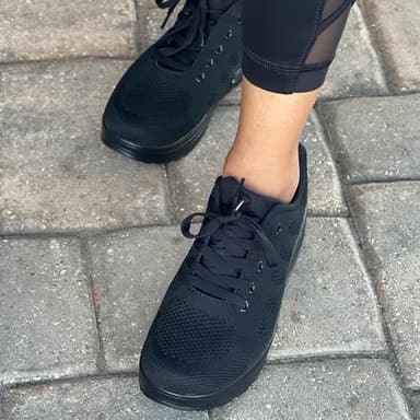 RUIDENG Women's Hiking Shoes Lightweight | Women Walking Sneakers Platform | Air Cushion Thick Rocker Bottom All Black Size 6.5 - Image 8