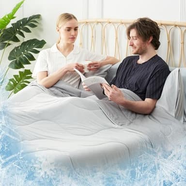 Cozy Bliss Viscose Cooling Comforter King Size, Reversible Cooling Blanket for Hot Sleepers and Night Sweats, Q-Max 0.4 Breathable Summer Comforter Quilt, Lightweight Soft Silky Smooth, Cool Grey - Image 5