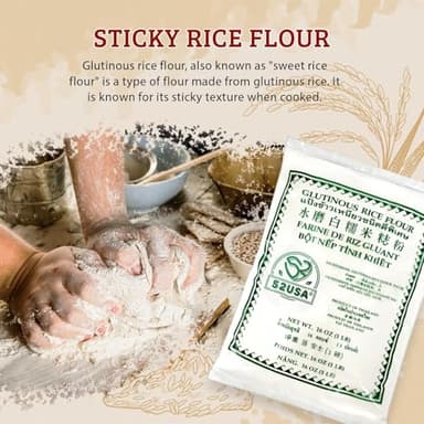 52USA Glutinous Rice Flour 16 Ounce (Basic), 1 Pound (Pack of 1), Rice Flour for Baking or Cooking, Product of THAILAND, All Natural White Rice Flour, Vegan, with Bag - Image 5