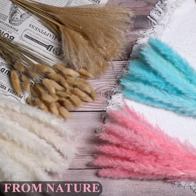 Colorful Pampas Grass Decor – White, Pink, and Cyan Dried Arrangements for Weddings, Baby Showers, and Home Decor. 17” Centerpiece (No Vase). - Image 4