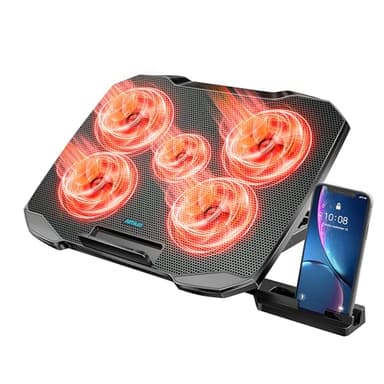 AIMIUZI Laptop Cooling Pad for Computer Laptop Cooler for 12-15.6 Inch Notebooks, Laptop Cooling Stand with 5 Quiet Fans, 5 Height Adjustable,2 USB Ports, Phone Stand - Image 1