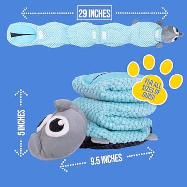 everyday joy Crinkle Dog Toy Plush Toy - Long Tug-of-War Squeaky Dog Toy Boredom Buster Toys with Snack Pockets - Mentally Stimulating Toys for Dogs Small, Medium, Large - Rhino (Rhino) - Image 4