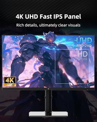 KTC 27 Inch 4K Gaming Monitor - UHD 160Hz Monitor with Fast IPS Panel, 1ms MPRT, 140%sRGB, HDR 400, Adaptive Sync, HDMI DisplayPort, Height Tilt Pivot Swivel Adjustable, Carbon Fiber Backcover, U27T6 - Image 2