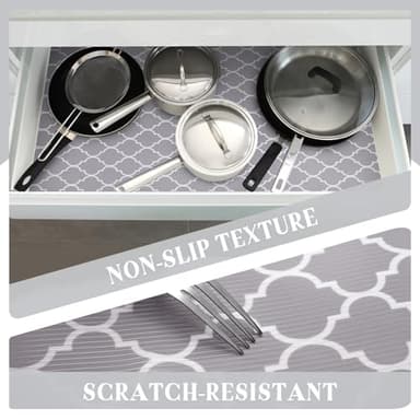 Glotoch 2 Rolls Non Adhesive Shelf Liners for Kitchen Cabinets, Waterproof Drawer Liners for Kitchen, Non Slip Cabinet Liners for Shelves/Dresser/Refrigerator/Bathroom, 17.5" x 30 FT, Gray - Image 5