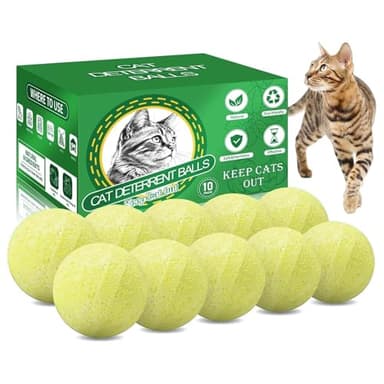 10Pack Cat Repellent Outdoor & Indoor: Natural Cat Deterrent Essential Oils Ball-Natural Extract Essential Oil, Anti Cat Scratch for Furniture, Keep Cats Off Yard Garden Lawn Plants Trash Can (10Pcs) - Image 1