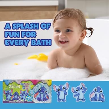 Stitch Bath Bombs for Kids, Fun Bright Rainbow Colors, Raspberry Scented for Kids, Ages 3+, by Townley Girl - Image 8