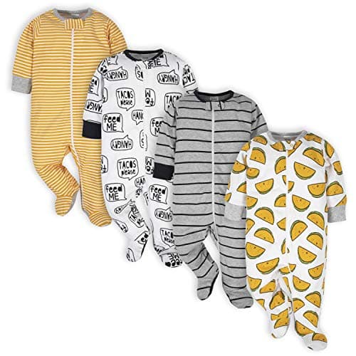 Onesies Brand Baby Boys' 4-Pack Sleep 'N Play Footie, Gold Hungry, Newborn - Image 1