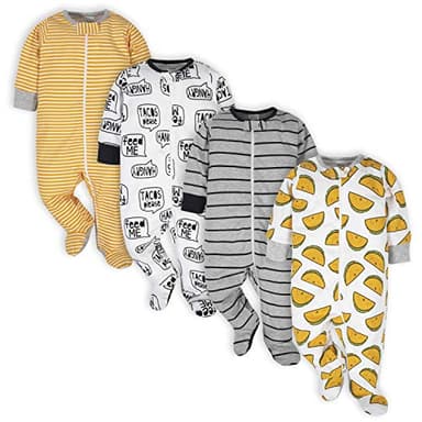Onesies Brand Baby Boys' 4-Pack Sleep 'N Play Footie, Gold Hungry, Newborn - Image 1