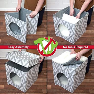 Kitty City Indoor Cat Cube Furniture, White Cube - Image 6
