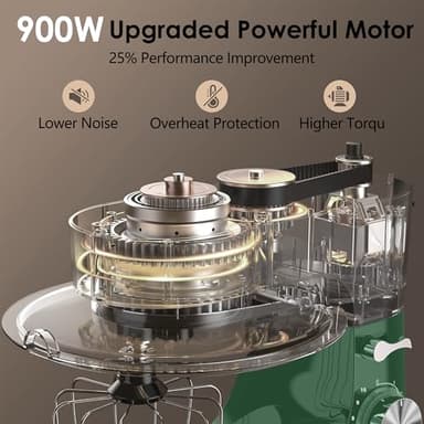 Kitchen in the Box Stand Mixer, 900W 8.5 QT Kitchen Electric Mixer, 10-Speed Large Capacity Tilt-head Food Mixer with Dough Hook, Wire Whip, Flat Beater & Splash Guard (Green) (Renewed) - Image 3