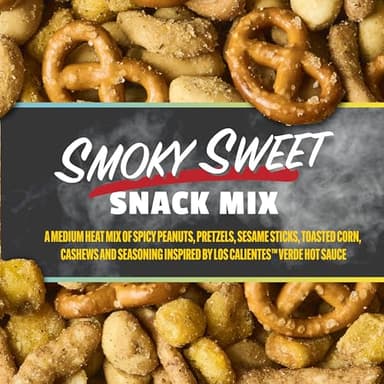 Snak Club x Hot Ones Smoky Sweet Snack Mix, Spicy Snack with Peanuts, Pretzels, Sesame Sticks, Toasted Corn & Cashews, Inspired by Hot Ones Hot Sauce, 10 oz Resealable Bag (6 Count) - Image 3
