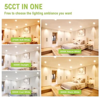 DAMINY 24 Pack 6 Inch LED Recessed Lighting with Junction Box,5CCT,Ultra-Thin Recessed Light,10W 1100lm, Dimmable Canless Wafer Ceiling Light, High Brightness - ETL - Image 2