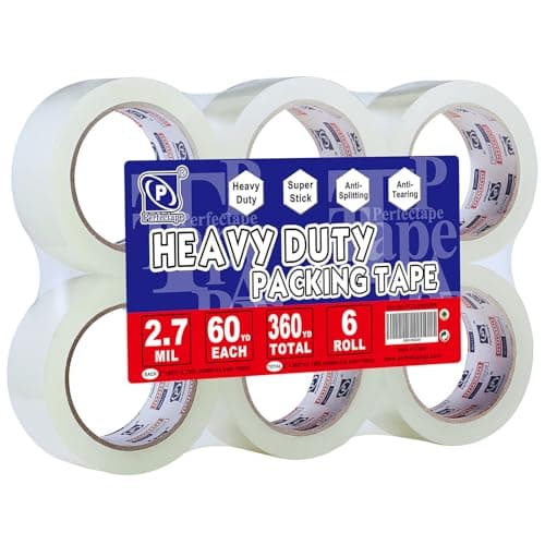 P PERFECTAPE Heavy Duty Packing Tape 6 Rolls, Total 360Y, Clear, 2.7 mil, 1.88 inch x 60 Yards, Ultra Strong, Refill for Packaging and Shipping - Image 1