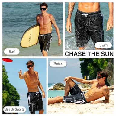 Kanu Surf Men's Barracuda Swim Trunks (Regular & Extended Sizes), Black, XX-Large - Image 5