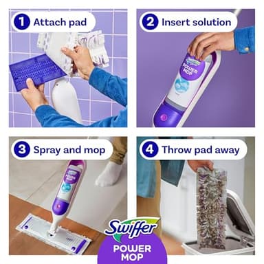Swiffer PowerMop Multi-Surface Mop Kit for Floor Cleaning, Includes PowerMop, 2 Mopping Pad Refills, 1 Cleaning Solution with Fresh Scent and 2 Batteries - Image 8
