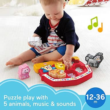 Fisher-Price Toddler Shape Sorting Toy Laugh & Learn Farm Animal Puzzle with Music & Sounds for Kids Ages 1+ Years​ - Image 2