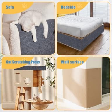 YCCYYCCY Cat Scratching Mat with Self-Adhesive, 39"x15.7" Cat Scratcher Carpet, Cat Scratch Protectors for Sofa Furniture Wall, Anti Scratch Furniture Protector, Included Nails for Couch(Gray,40100) - Image 5