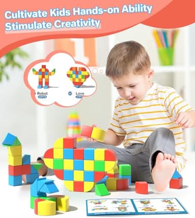 Asago Magnetic Blocks for Toddlers, Kids Building Toys, Creative Stacking Colorful Sensory Block with Magnet, Educational Construction Cubes Set for Boys Girls Children Ages 3 4 5 6 7 8 Year - Image 5