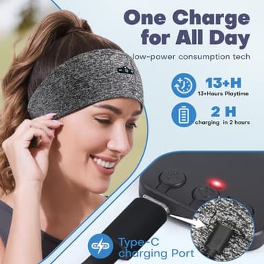 Sleep Headphones Bluetooth Headband for Side Sleeper 2-Pack, 14H Playtime, Wireless Headband Headphones with HD Stereo Speakers for Workout,Running,Yoga, Ideal Gifts for Men, Women, Teens - Image 2