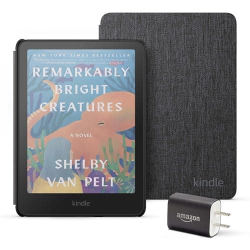 Introducing Amazon Kindle Colorsoft Essentials Bundle including Kindle Colorsoft (16 GB) – With color display - Black, Fabric Cover-Black and Power Adapter