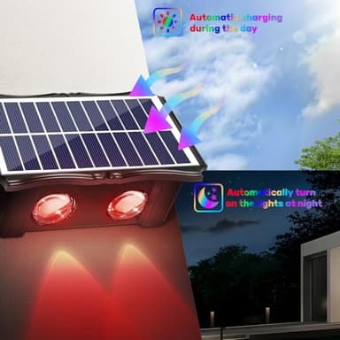 WONYO 4LED Multi-Color Solar Wall Lights, Up and Down Lighting Solar Outdoor Light Waterproof IP65, Solar Fence Light for Yard Garden Garage Walkway Porch Christmas Decorations (4 Pack) - Image 5