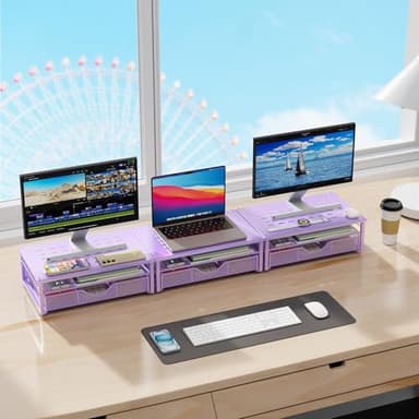 gianotter Computer Monitor Stand Riser, office organizer with Drawer, Office Organizers Storage for Classroom Office Supplies (Purple) - Image 6