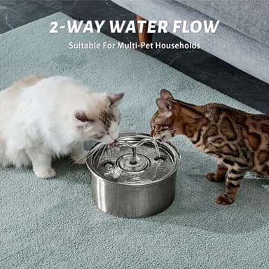 DOOOB Cat Water Fountain, 3.2L/108OZ Stainless Steel Pet Water Dispenser Automatic Metal Dog Drinking Fountains Water Bowl with Replacement Filters Ultra-Quiet Pump - Image 6