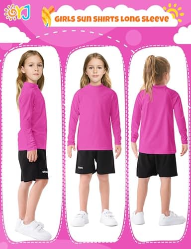 Girls Swim Shirt Long Sleeve Rash Guard for Toddler Kids UPF+ 50 Rashguard Sun Protection Surfing Swim Wear Girls Bathing Shirt 4T Rose Pink - Image 4