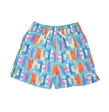 Flap Happy Baby Boy's UPF 50+ Wesley Swim Trunks with Mesh Liner, Surfing Safari, 12M