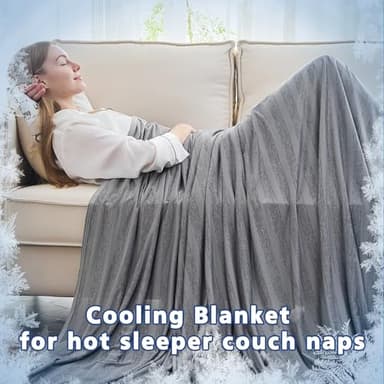EMME Cooling Throw Blanket, Thin Lightweight Summer Blanket for Couch Sofa, Cold Bed Throws for Hot Sleepers, Double Sided, Keep Body Cool for Kids Adults, Grey - Image 3