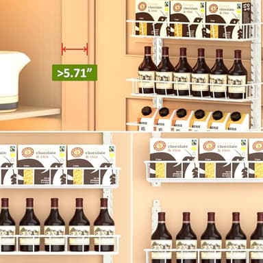 Churboro Over the Door Pantry Organizer Rack with 9 Adjustable Baskets, 9 Tiers Dual-use Hanging or Wall Mount Spice Rack Organizer, White - Image 6