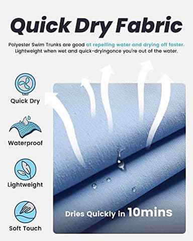 maamgic Mens Swim Trunks Quick Dry Swim Shorts with Mesh Lining Funny Swimwear Bathing Suits 7inch Solid Lake Blue Large - Image 3